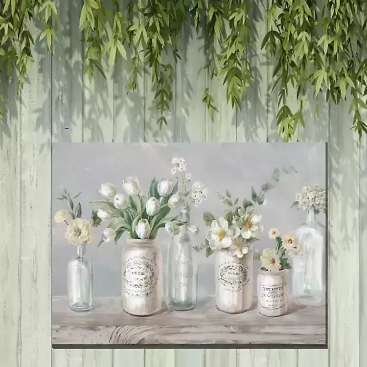Vintage Floral Vases Outdoor Canvas Art Print>Kirklands Home Hot