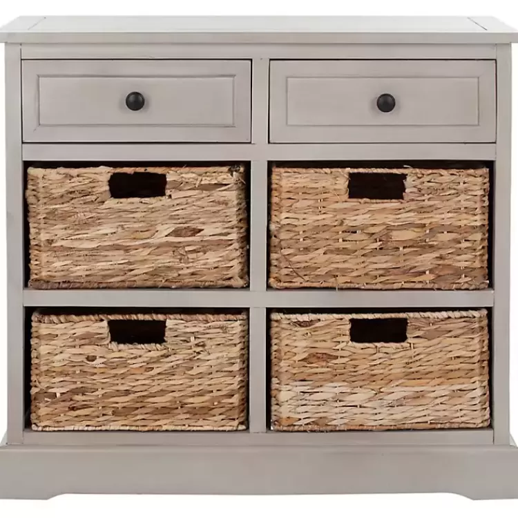 Vintage Cabinet with Woven Baskets>Kirklands Home Outlet