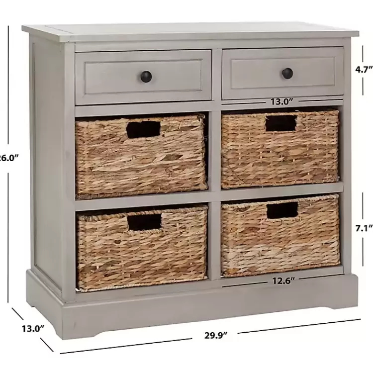 Vintage Cabinet with Woven Baskets>Kirklands Home Outlet