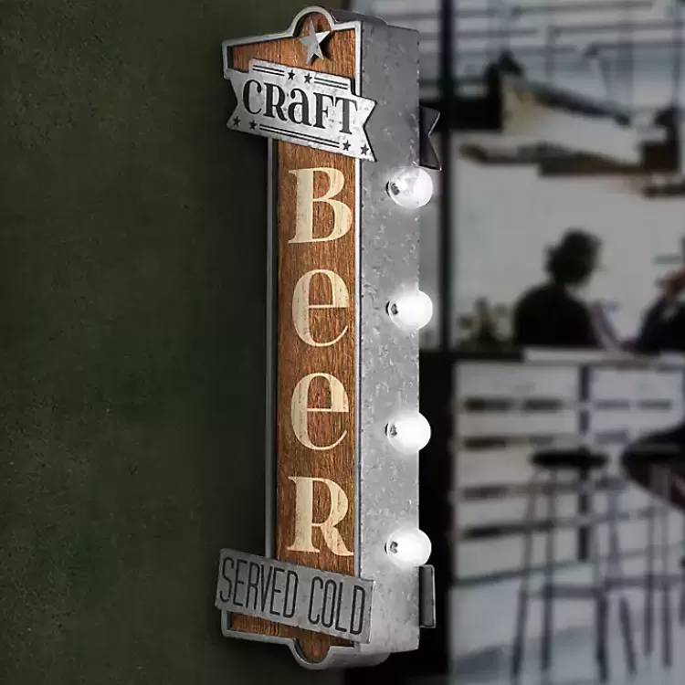 Vintage LED Metal Craft Beer Bar Marquee Plaque>Kirklands Home Clearance