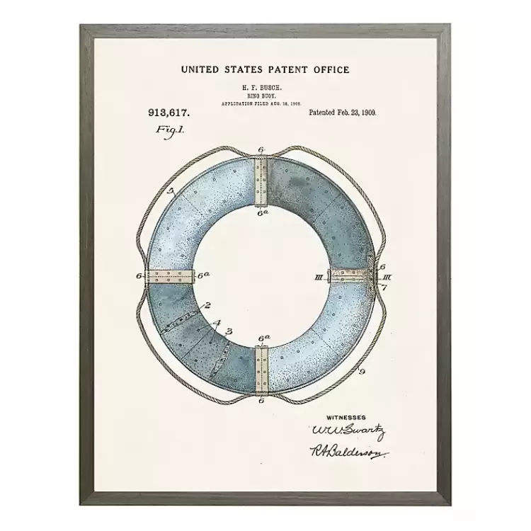 Vintage Ring Bouy Patent Framed Art Print>Kirklands Home Flash Sale