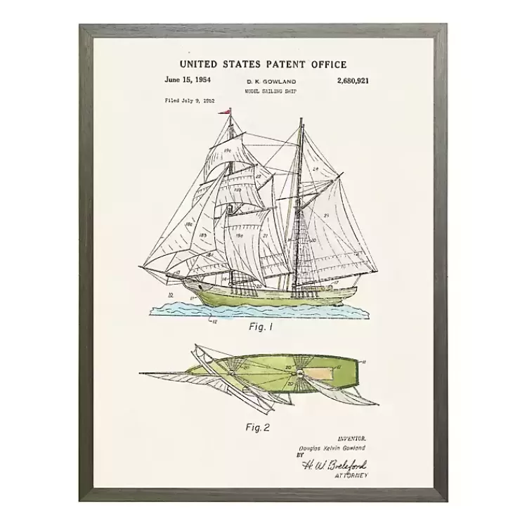 Vintage Sailing Ship Patent Framed Art Print>Kirklands Home Best Sale