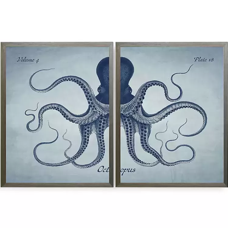 Vintage Split Octopus Framed Art Prints, Set of 2>Kirklands Home Outlet