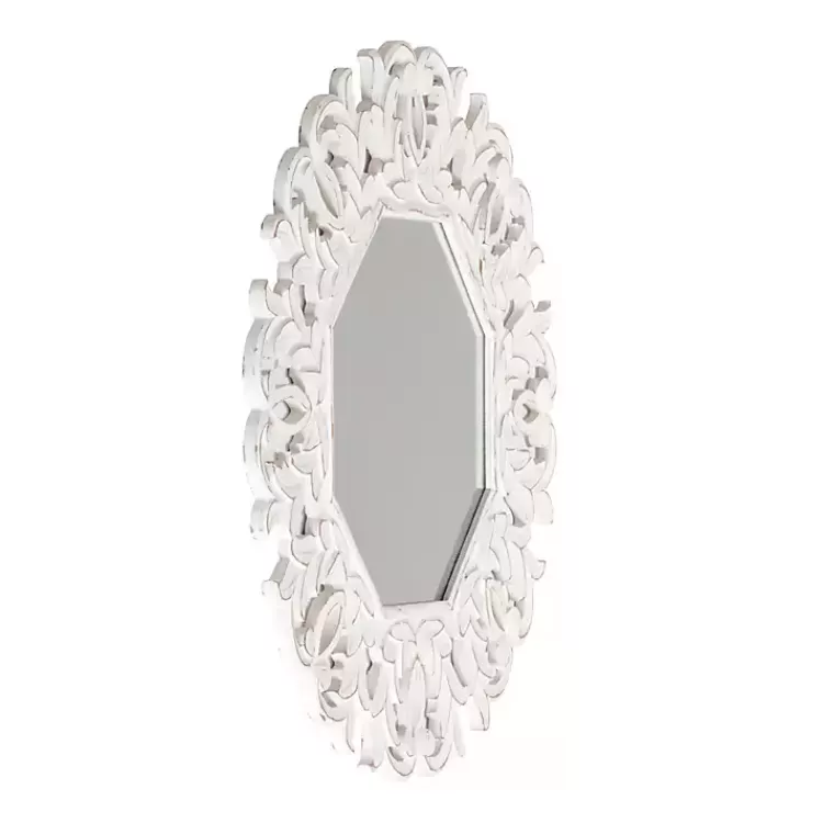 Vintage White Carved Octagon Wall Mirror>Kirklands Home Cheap