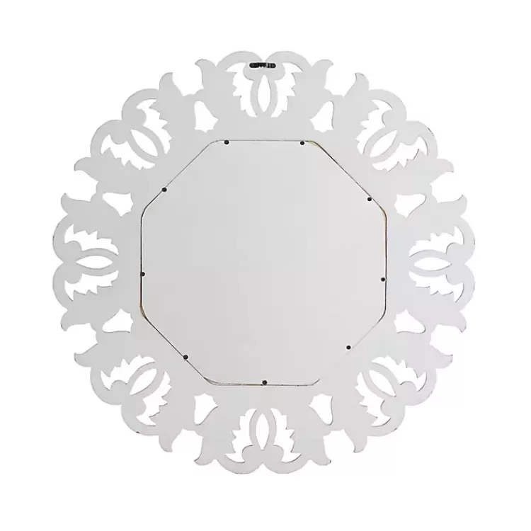 Vintage White Carved Octagon Wall Mirror>Kirklands Home Cheap