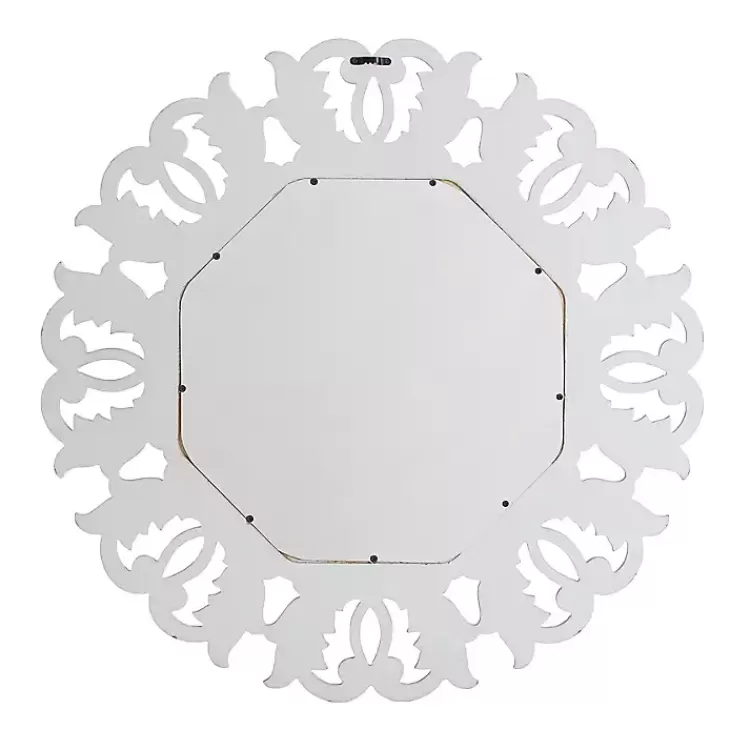 Vintage White Carved Octagon Wall Mirror>Kirklands Home Cheap