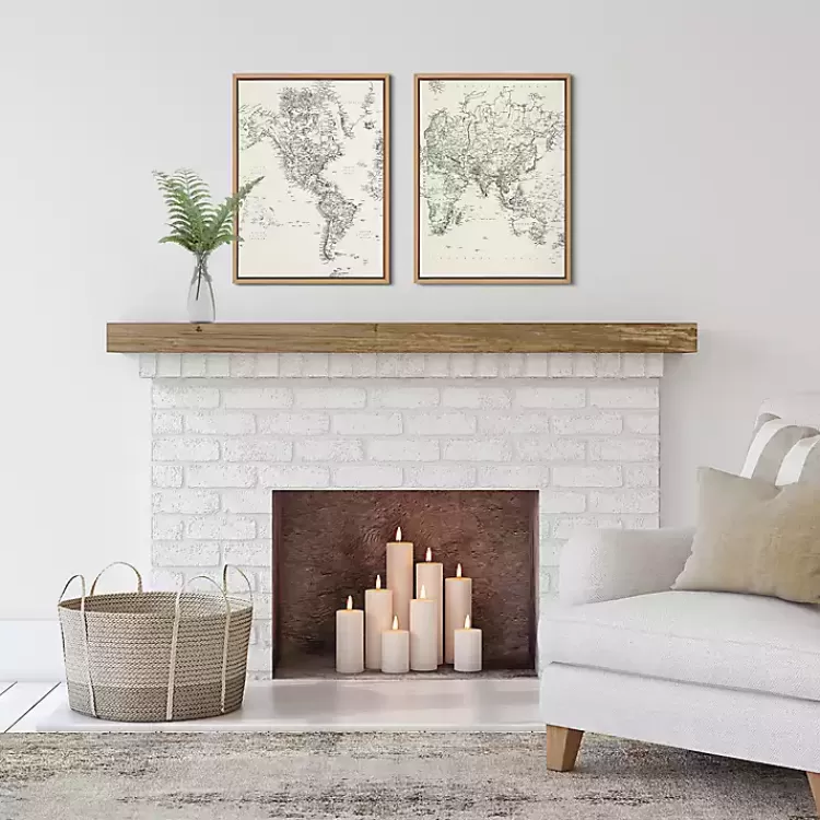 Vintage World Map Framed Canvas Art, Set of 2>Kirklands Home Online