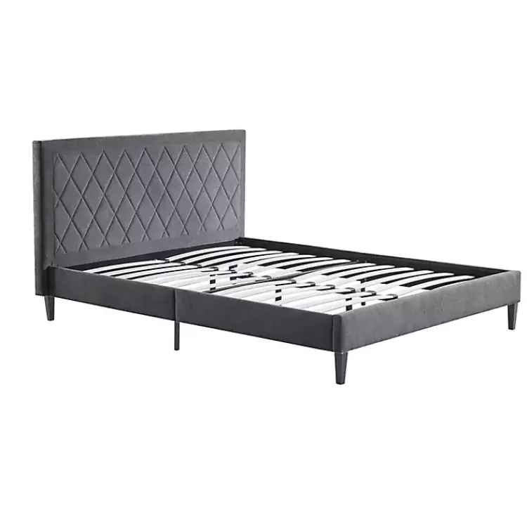 Viv Charcoal Diamond Tufted Queen Bed Frame>Kirklands Home Store