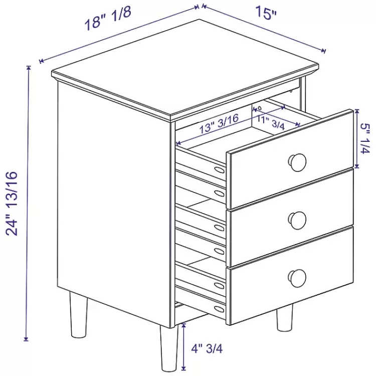 walnut_drawer_wood_nightstand_4.webp Walnut 3-Drawer Wood Nightstand>Kirklands Home Online