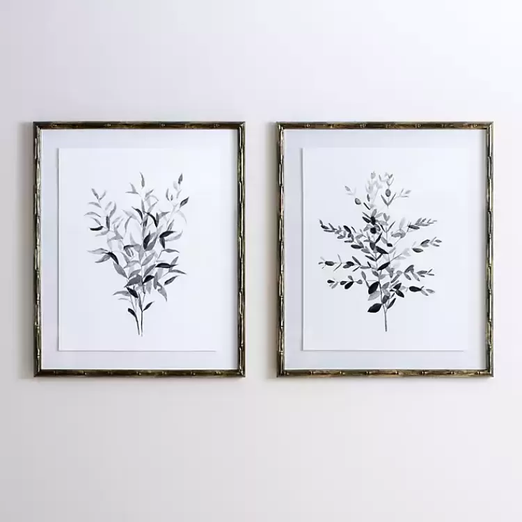 Watercolor Bamboo Leaves Framed Art Print>Kirklands Home Online