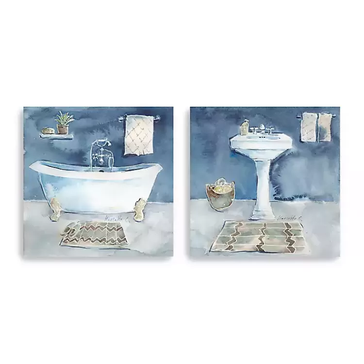 Watercolor Bathroom Canvas Art Prints, Set of 2>Kirklands Home Discount