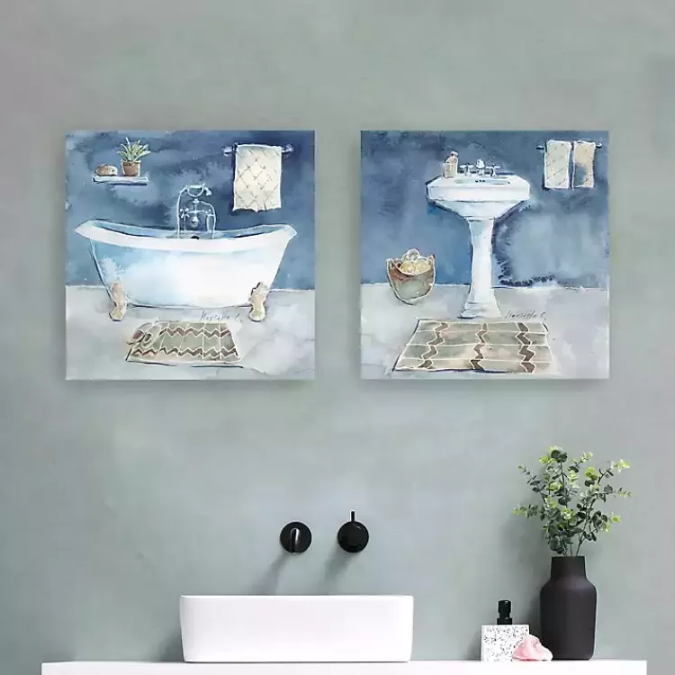 Watercolor Bathroom Canvas Art Prints, Set of 2>Kirklands Home Discount