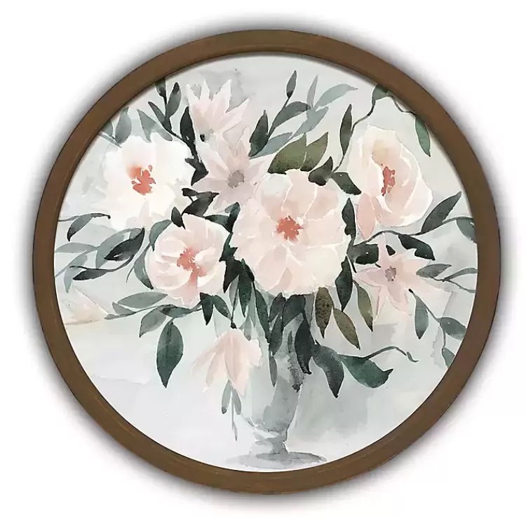 Watercolor Bouquet Round Brown Framed Art Print>Kirklands Home Best