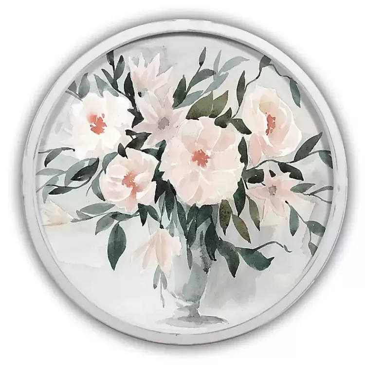 Watercolor Bouquet Round White Framed Art Print>Kirklands Home New