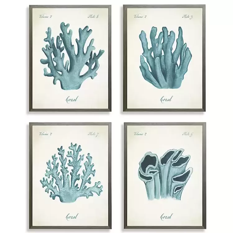 Watercolor Coral Gray Framed Art Prints, Set of 4>Kirklands Home Hot