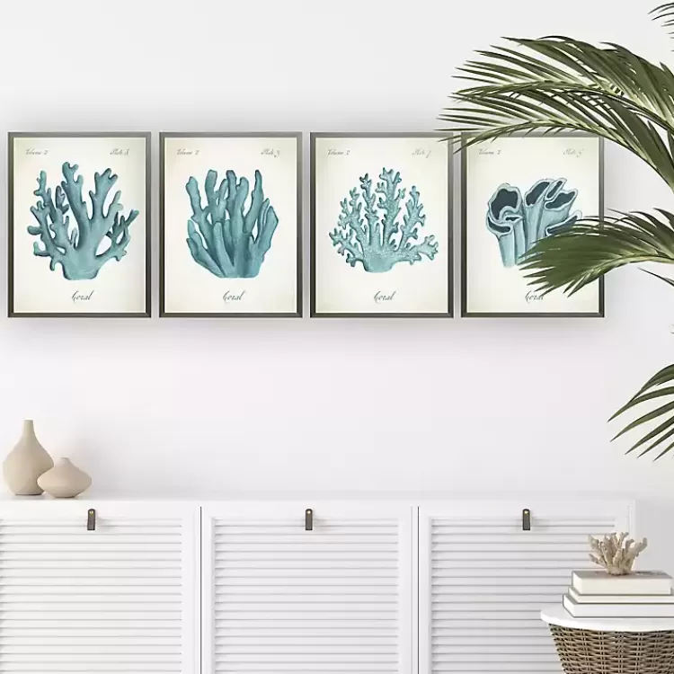 Watercolor Coral Gray Framed Art Prints, Set of 4>Kirklands Home Hot