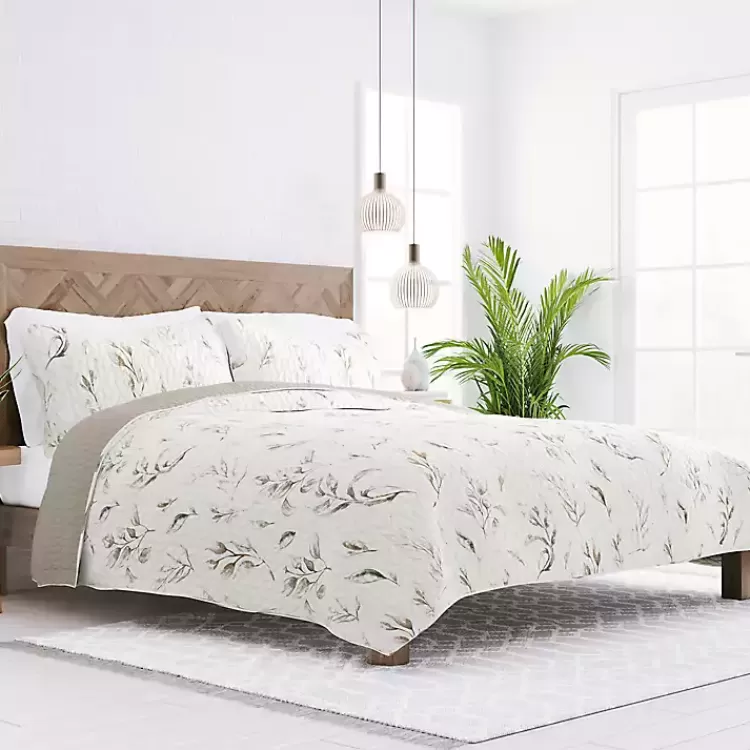 Watercolor Leaves Reversible 3-pc. Queen Quilt Set>Kirklands Home Sale