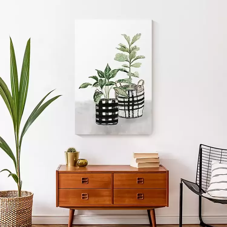 Watercolor Plaid Vase Canvas Art Print, 20x30 in.>Kirklands Home Best Sale