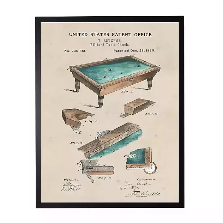 Watercolor Pool Table Framed Art Print>Kirklands Home Online