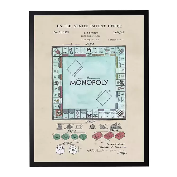 Watercolor Vintage Monopoly Framed Art Print>Kirklands Home Best Sale
