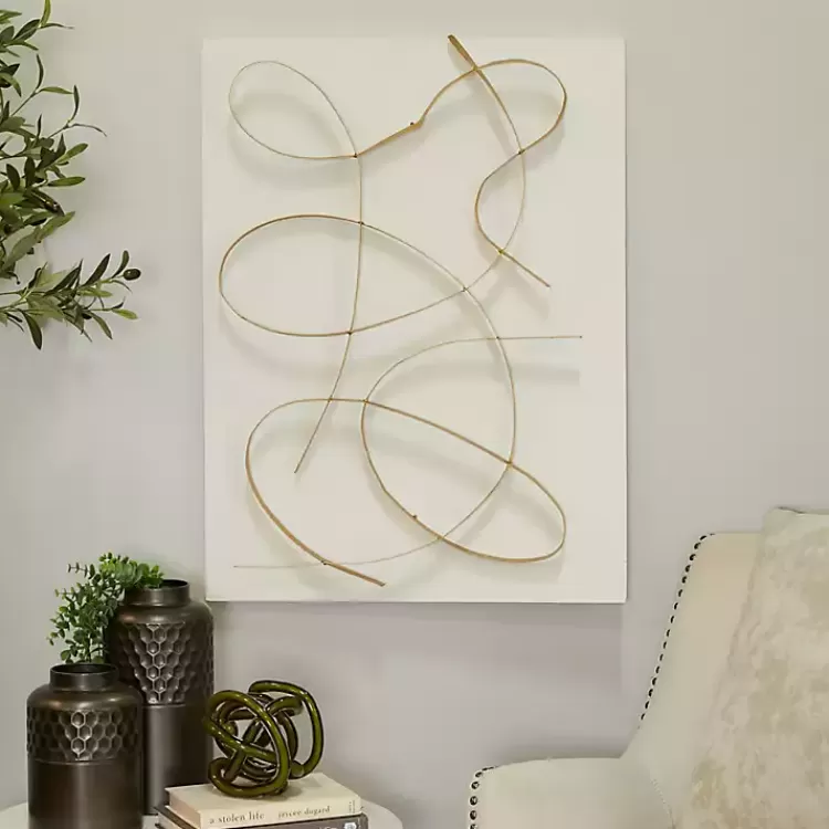 White and Gold Iron Abstract Wave Plaque>Kirklands Home Sale