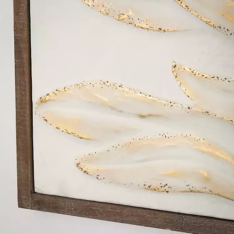 White and Gold Protea Framed Wall Plaque>Kirklands Home Fashion