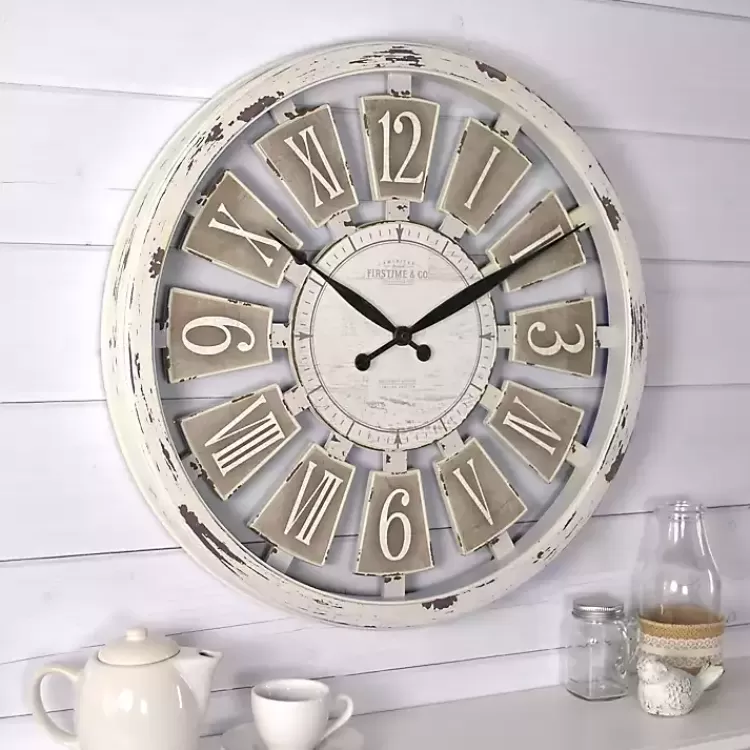 White Antique Plaques Wall Clock>Kirklands Home Shop