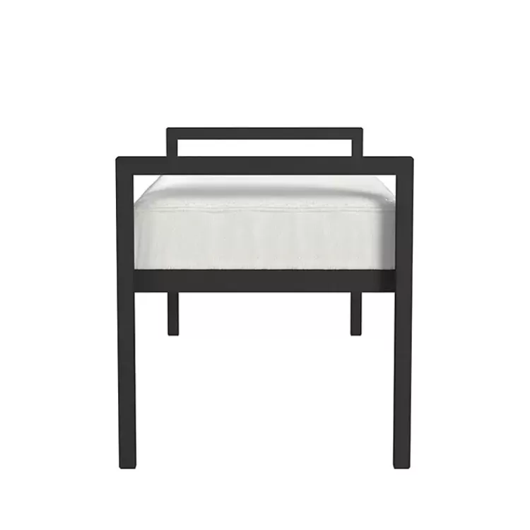 white_boucle_black_metal_bench_2.webp Boucle Black Metal Bench>Kirklands Home Best Sale