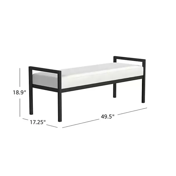 white_boucle_black_metal_bench_4.webp Boucle Black Metal Bench>Kirklands Home Best Sale