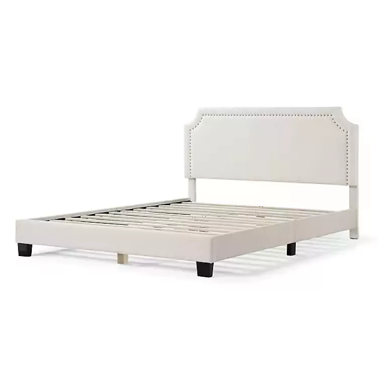 Boucle Scalloped Corey Queen Platform Bed>Kirklands Home New