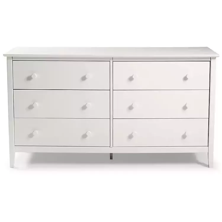 white_brazilian_pine_wood_drawer_dresser_2.webp Brazilian Pine Wood 6-Drawer Dresser>Kirklands Home Flash Sale