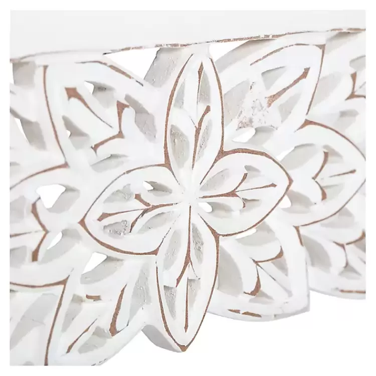 White Carved Floral Decorative Wall Shelf>Kirklands Home Discount