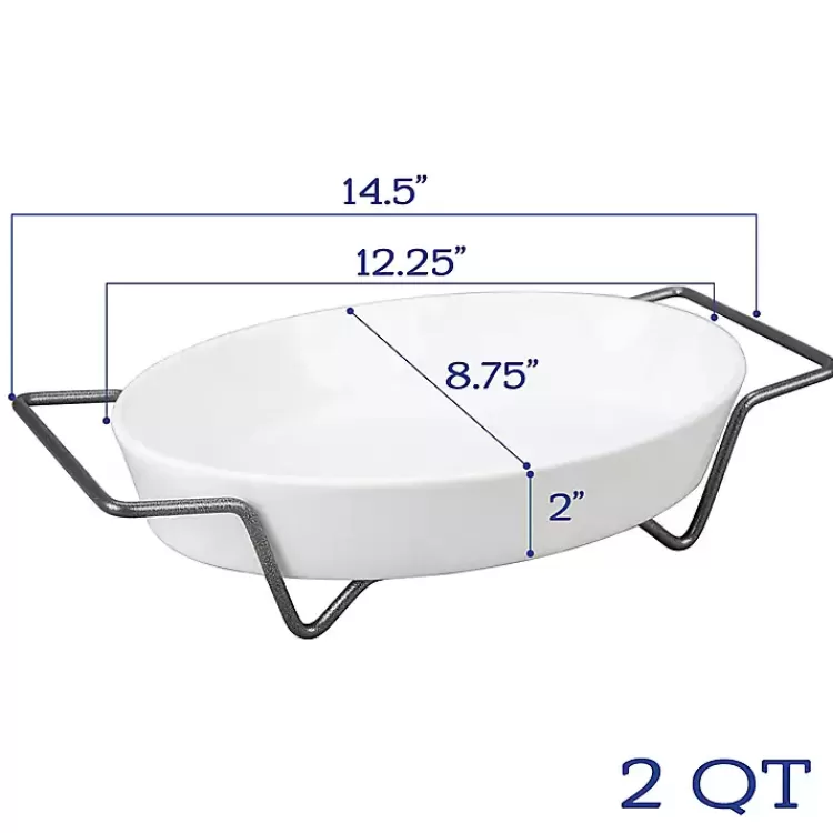 white_ceramic_pc_baker_set_with_racks_2.webp Ceramic 2-pc. Baker Set with Racks>Kirklands Home Hot
