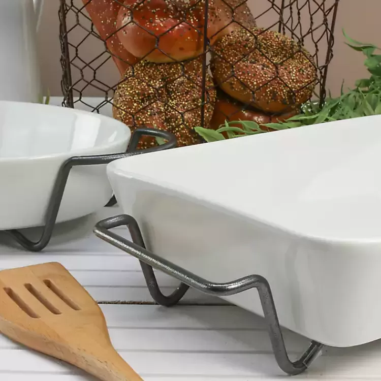 white_ceramic_pc_baker_set_with_racks_4.webp Ceramic 2-pc. Baker Set with Racks>Kirklands Home Hot