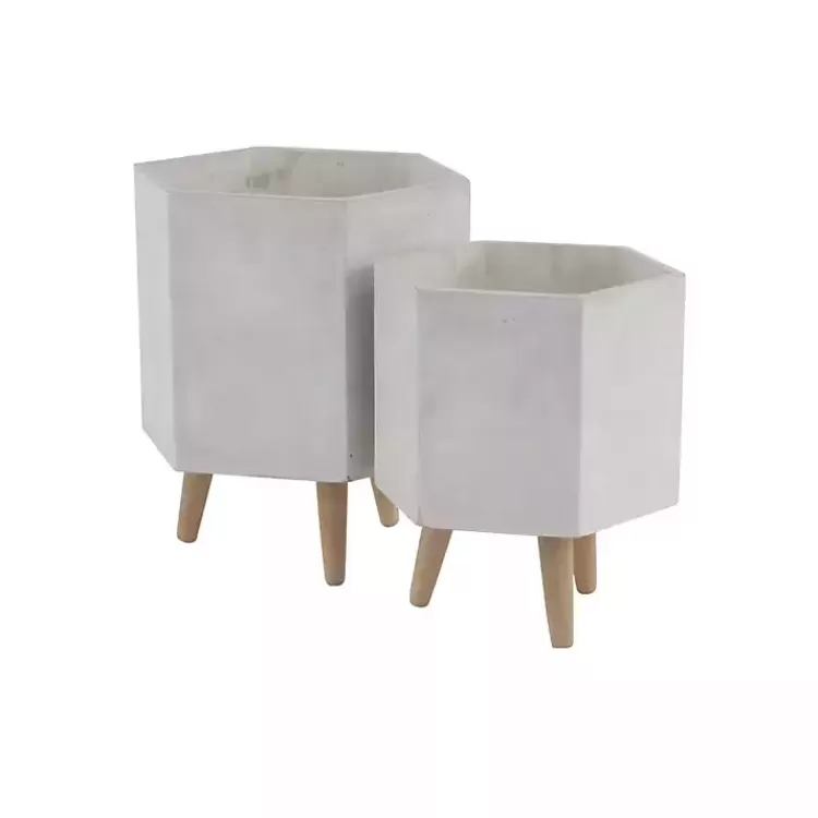 white_clay_and_wood_hexagon_planters_set_of__5.webp Clay and Wood Hexagon Planters, Set of 2>Kirklands Home Discount