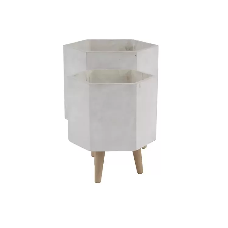white_clay_and_wood_hexagon_planters_set_of__6.webp Clay and Wood Hexagon Planters, Set of 2>Kirklands Home Discount