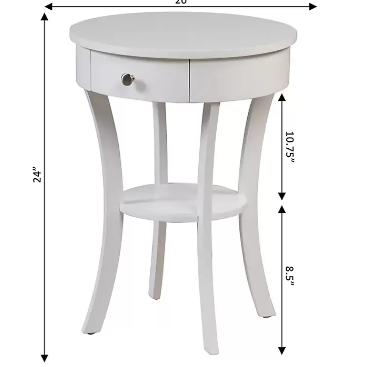 white_curved_legs_round_drawer_accent_table_3.webp Curved Legs Round Drawer Accent Table>Kirklands Home Fashion