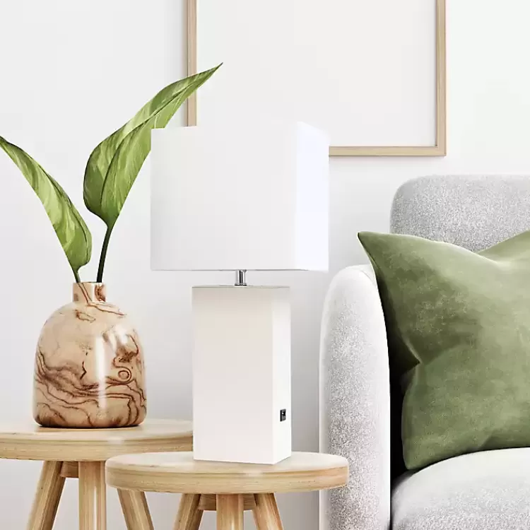 white_faux_leather_charging_table_lamp_3.webp Faux Leather Charging Table Lamp>Kirklands Home Online