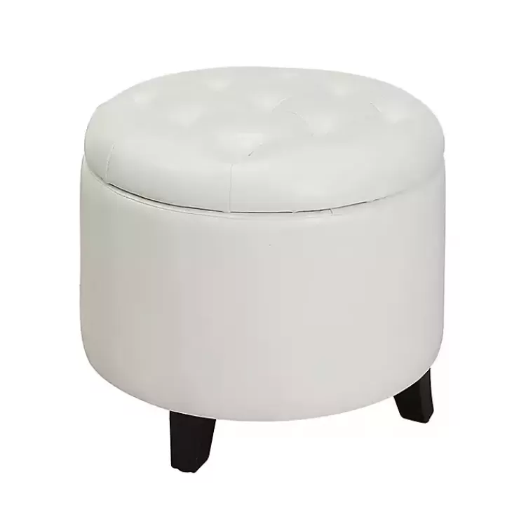 Faux Leather Eliza Round Storage Ottoman>Kirklands Home Online