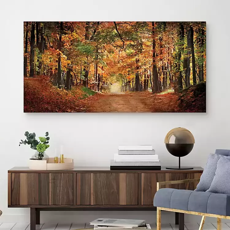 white_horse_in_autumn_canvas_art_print_2.webp White Horse In Autumn Canvas Art Print>Kirklands Home Fashion