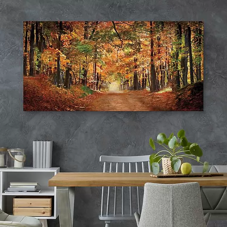 white_horse_in_autumn_canvas_art_print_3.webp White Horse In Autumn Canvas Art Print>Kirklands Home Fashion