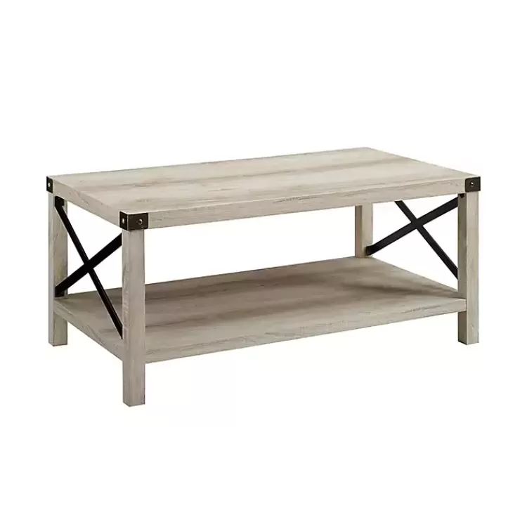 white_industrial_xframe_coffee_table_2.webp Industrial X-Frame Coffee Table>Kirklands Home Hot