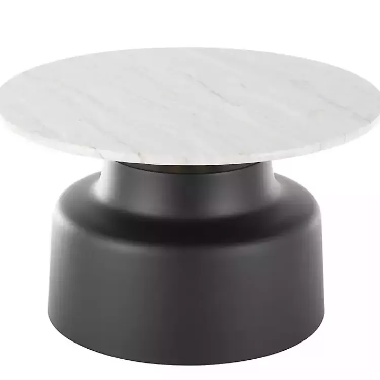 Marble & Black Metal Pedestal Coffee Table>Kirklands Home Flash Sale