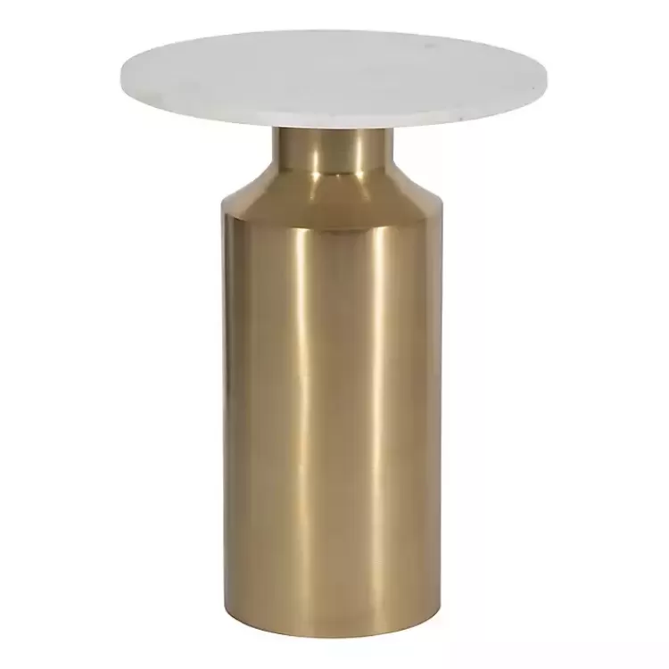 Marble and Gold Cylinder Accent Table>Kirklands Home Hot