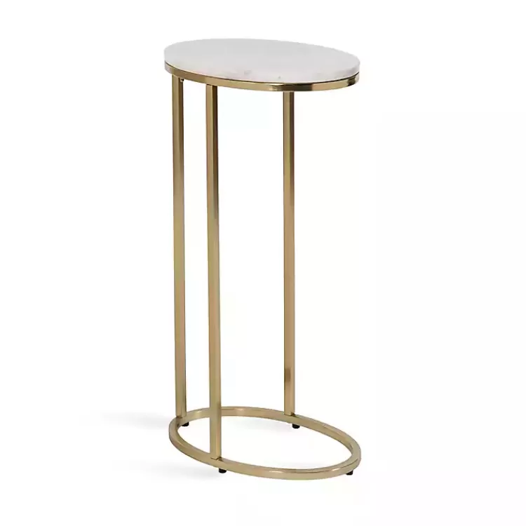 Marble and Gold Oval C-Shape Accent Table>Kirklands Home Flash Sale