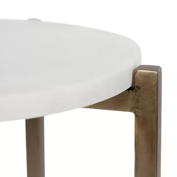 white_marble_gold_accent_table_2.webp Marble Gold Accent Table>Kirklands Home New