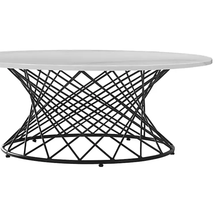 Marble Round Black Loxley Coffee Table>Kirklands Home Fashion