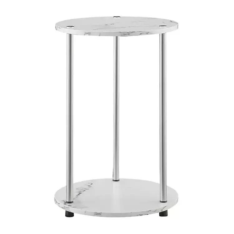 Marble Two Tiered Metal Accent Table>Kirklands Home Outlet