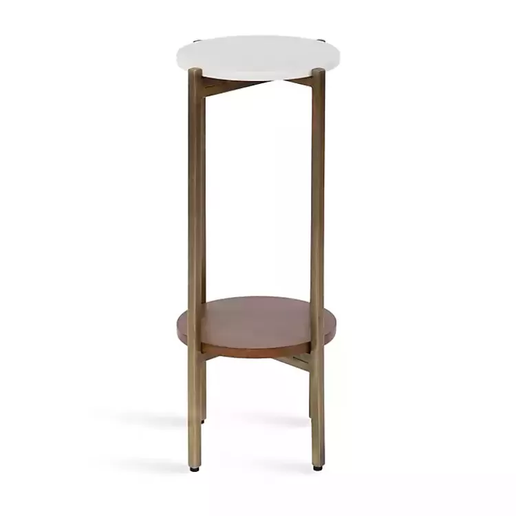 white_marble_walnut_accent_table_4.webp Marble Walnut Accent Table>Kirklands Home Outlet
