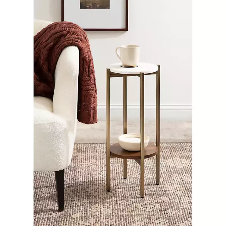white_marble_walnut_accent_table_6.webp Marble Walnut Accent Table>Kirklands Home Outlet